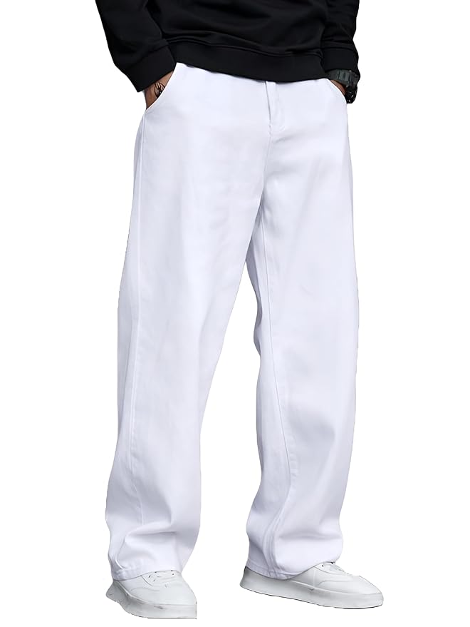 kxge fashion Men Jeans || Baggy Fit Jean's for Man || Loose Fit High Rise Denim || Stretchable Casual Wear Jean,s || Dance Rap Rapping Style Pant for Men || Denim Cotton Jeans (