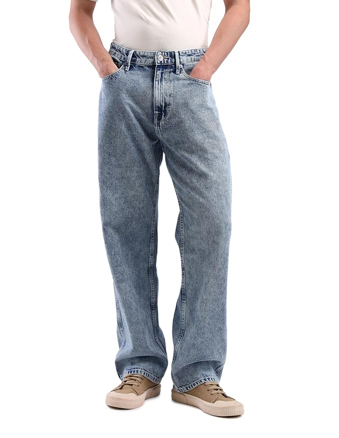 Men's Loose Fit Jeans| Solid | High Rise | Stretchable | Jeans